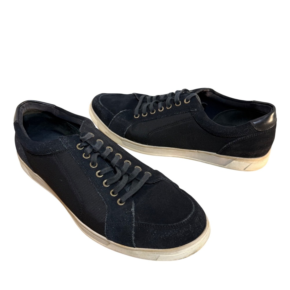Cole Haan Men 12M Black Suede Canvas Low Top Lace Up Sneakers C20963